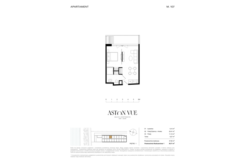 Apartament wakacyjny 38,71 m², piętro 1, oferta nr 107