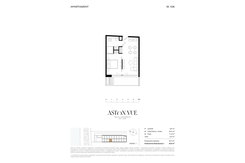 Apartament wakacyjny 39,23 m², piętro 1, oferta nr 108