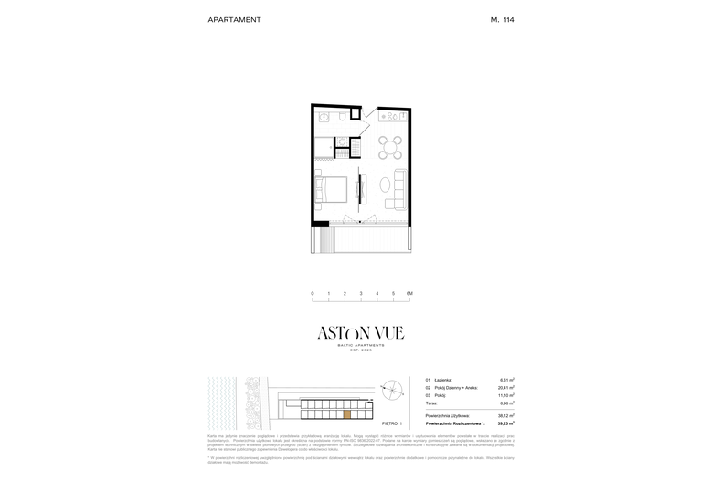 Apartament wakacyjny 39,23 m², piętro 1, oferta nr 114