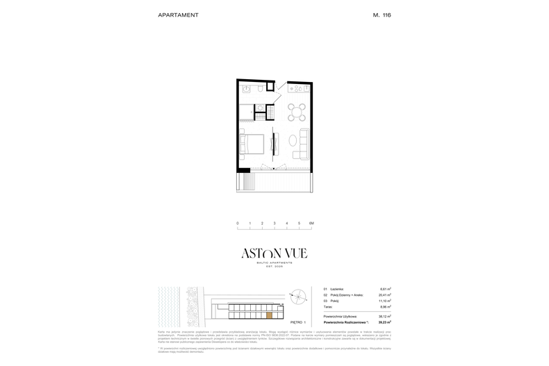 Apartament wakacyjny 39,23 m², piętro 1, oferta nr 116