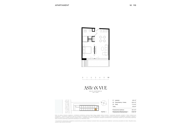 Apartament wakacyjny 41,27 m², piętro 1, oferta nr 118