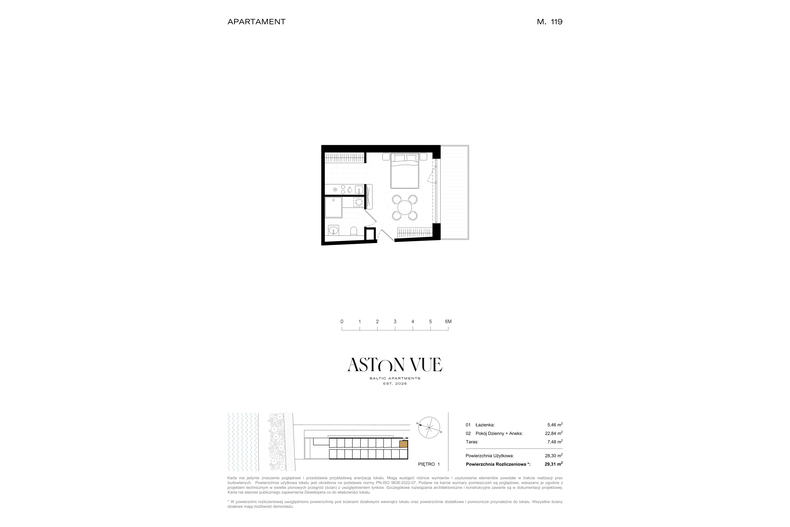 Apartament wakacyjny 29,31 m², piętro 1, oferta nr 119
