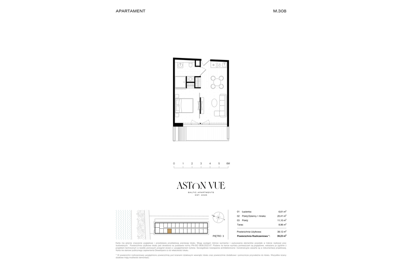 Apartament wakacyjny 39,23 m², piętro 3, oferta nr 308