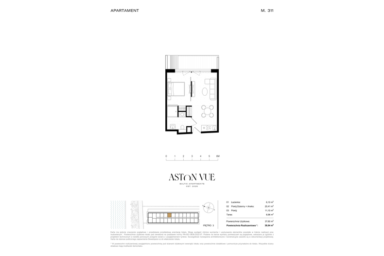 Apartament wakacyjny 38,64 m², piętro 3, oferta nr 311