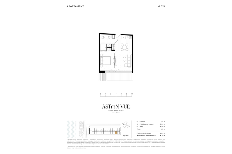 Apartament wakacyjny 41,27 m², piętro 3, oferta nr 324
