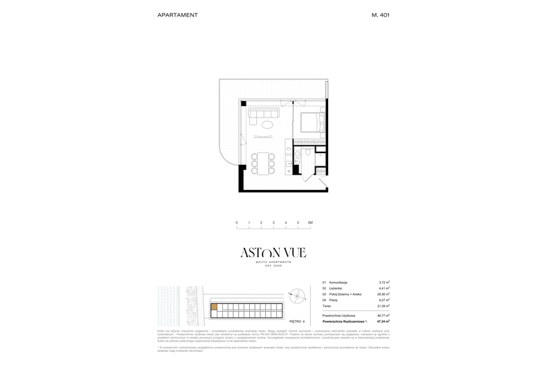 Apartament wakacyjny 47,34 m², piętro 4, oferta nr 401
