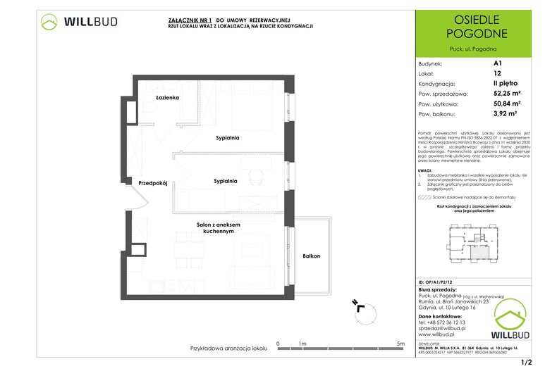 Apartament wakacyjny 50,84 m², piętro 2, oferta nr OP/A1/P2/12