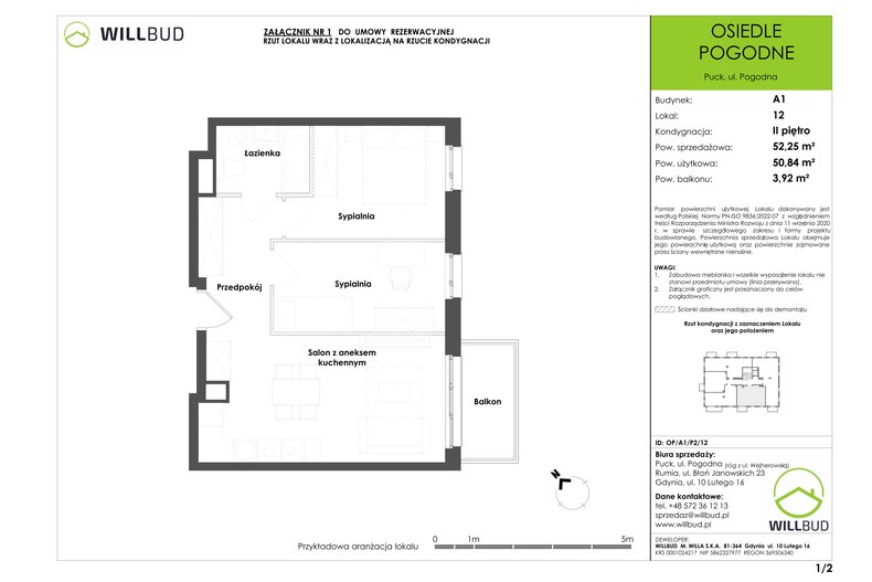 Apartament wakacyjny 50,84 m², piętro 2, oferta nr OP/A1/P2/12