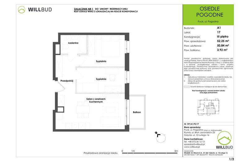 Apartament wakacyjny 50,84 m², piętro 3, oferta nr OP/A1/P3/17