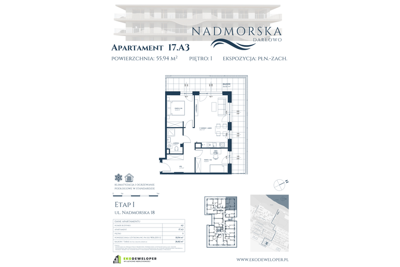 Apartament wakacyjny 55,94 m², piętro 1, oferta nr 17_A3