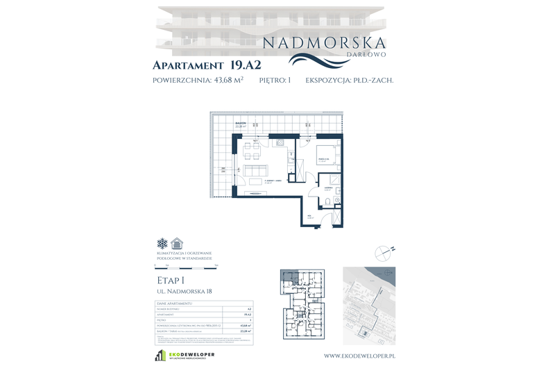 Apartament wakacyjny 43,68 m², piętro 1, oferta nr 19_A2