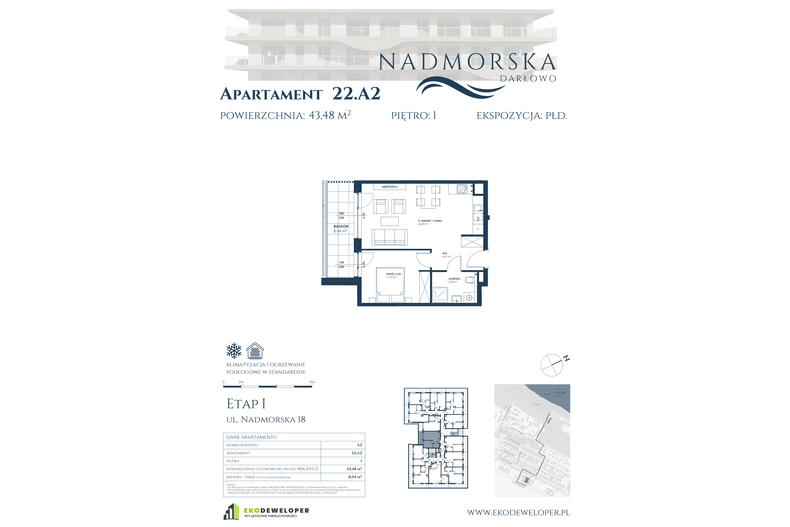 Apartament wakacyjny 43,48 m², piętro 1, oferta nr 22_A2