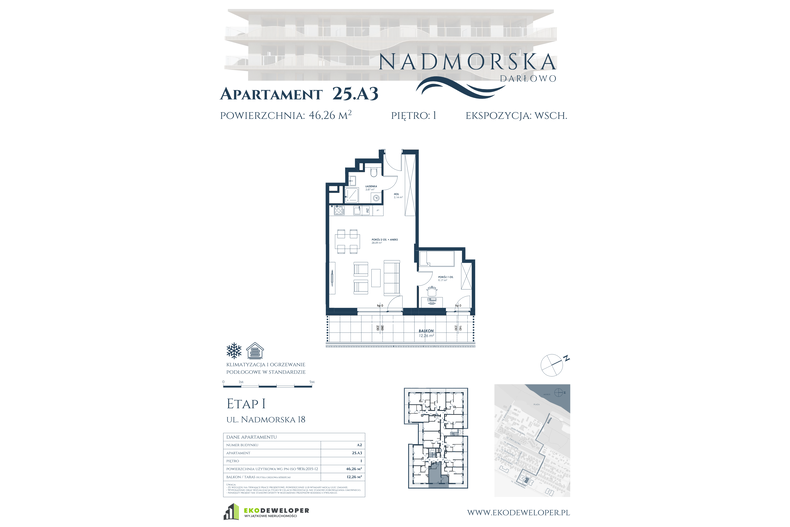 Apartament wakacyjny 46,26 m², piętro 1, oferta nr 25_A3