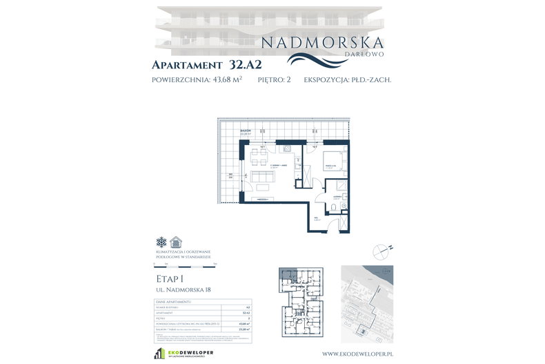 Apartament wakacyjny 43,68 m², piętro 2, oferta nr 32_A2