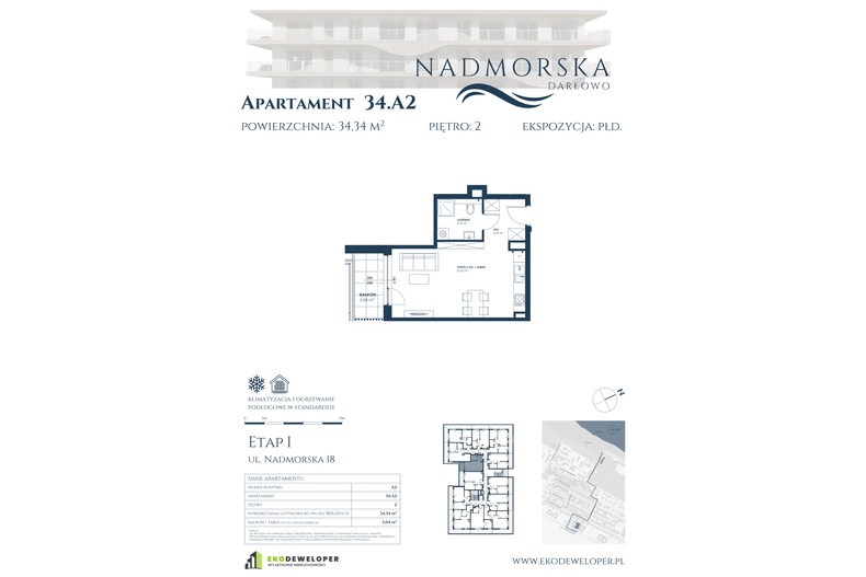 Apartament wakacyjny 34,34 m², piętro 2, oferta nr 34_A2