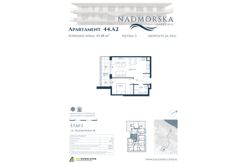 Apartament wakacyjny 43,48 m², piętro 3, oferta nr 44_A2