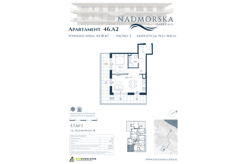 Apartament wakacyjny 44,18 m², piętro 3, oferta nr 46_A2