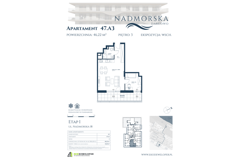 Apartament wakacyjny 46,22 m², piętro 3, oferta nr 47_A3