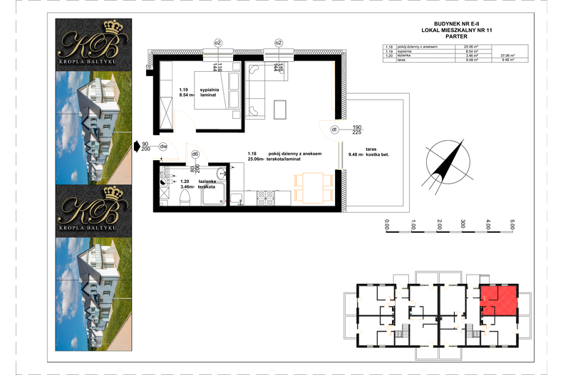Apartament wakacyjny 37,06 m², parter, oferta nr E-II-11
