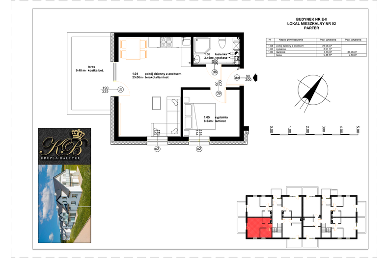 Apartament wakacyjny 37,06 m², parter, oferta nr E-II-2