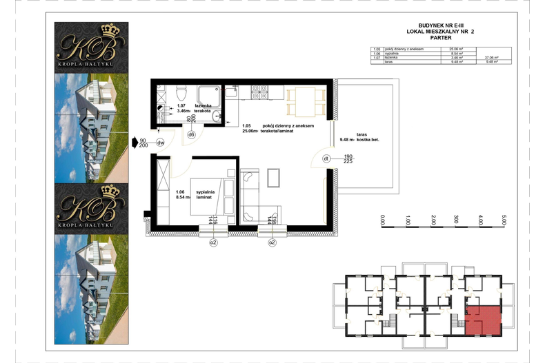 Apartament wakacyjny 37,06 m², parter, oferta nr E-III-2