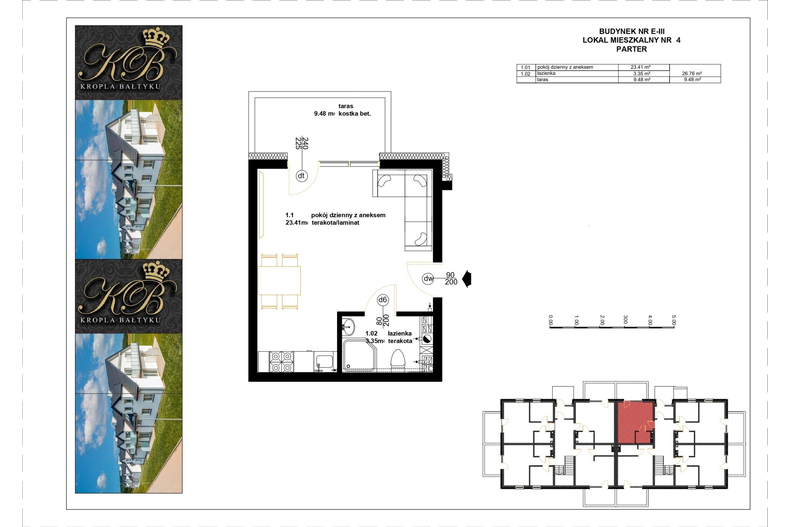 Apartament wakacyjny 26,69 m², parter, oferta nr E-III-4