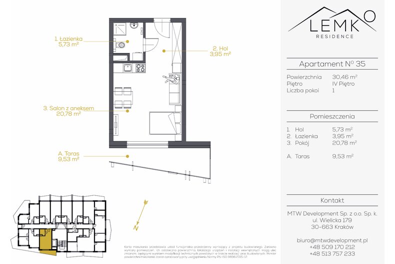 Apartament wakacyjny 30,46 m², piętro 4, oferta nr 35