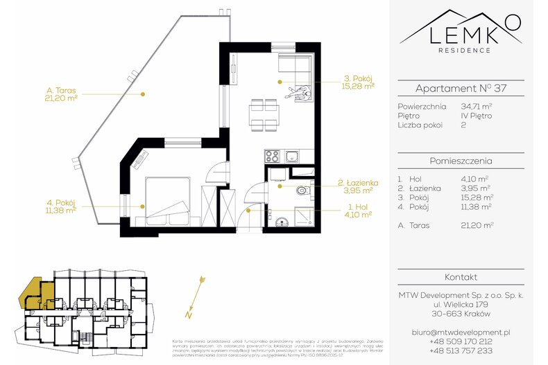 Apartament wakacyjny 34,71 m², piętro 4, oferta nr 37