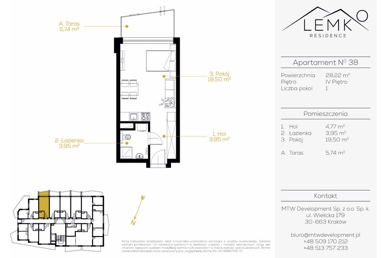 Apartament wakacyjny 28,22 m², piętro 4, oferta nr 38