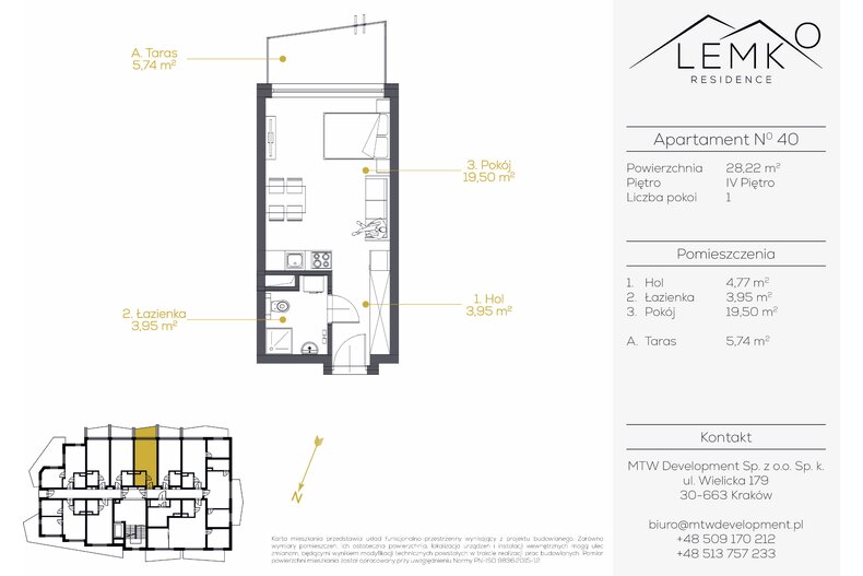 Apartament wakacyjny 28,22 m², piętro 4, oferta nr 40