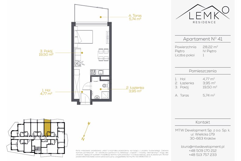 Apartament wakacyjny 28,22 m², piętro 4, oferta nr 41