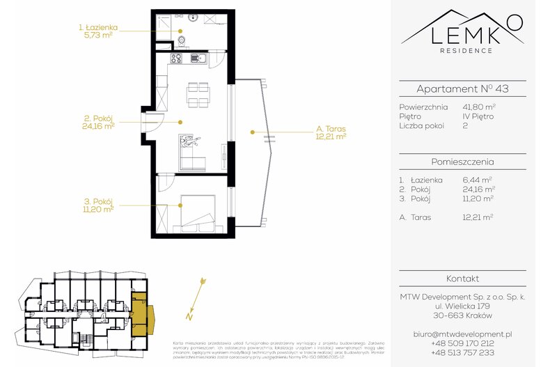 Apartament wakacyjny 41,80 m², piętro 4, oferta nr 43