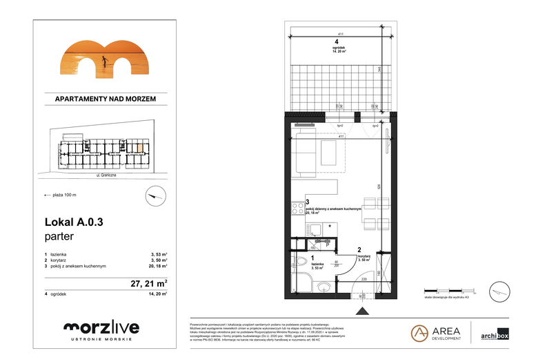 Apartament wakacyjny 27,21 m², parter, oferta nr A.0.3