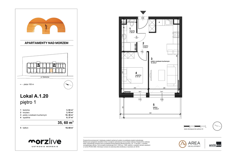 Apartament wakacyjny 35,60 m², piętro 1, oferta nr A.1.20