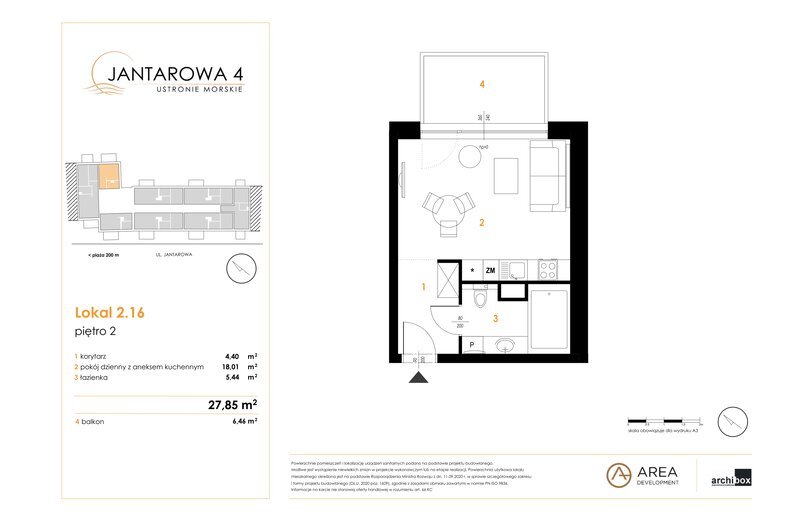 Apartament wakacyjny 27,85 m², piętro 2, oferta nr 2.16