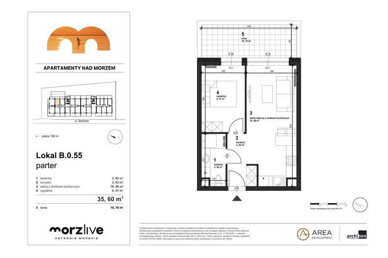 Apartament wakacyjny 35,96 m², parter, oferta nr B.0.55 wykończone pod klucz