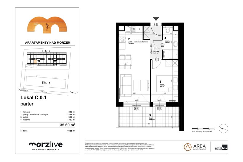 Apartament wakacyjny 35,60 m², parter, oferta nr C.0.1