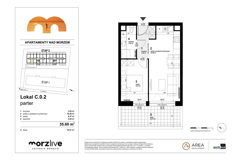 Apartament wakacyjny 35,60 m², parter, oferta nr C.0.2