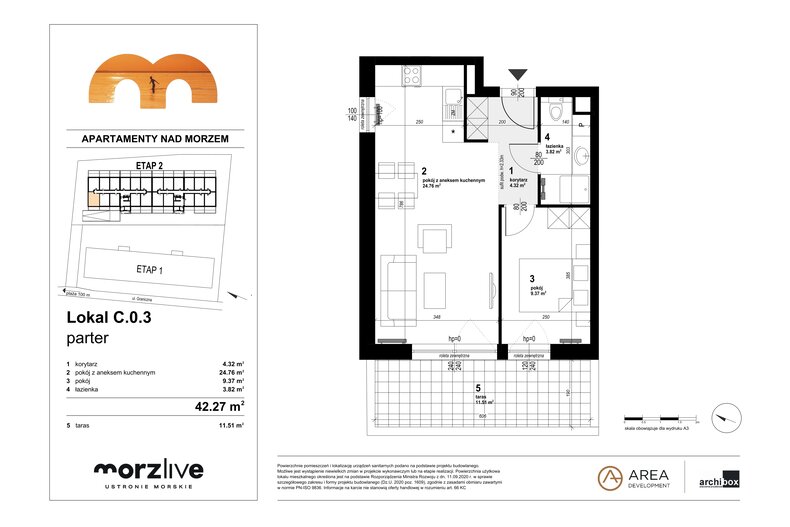 Apartament wakacyjny 42,27 m², parter, oferta nr C.0.3