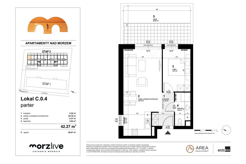Apartament wakacyjny 42,27 m², parter, oferta nr C.0.4