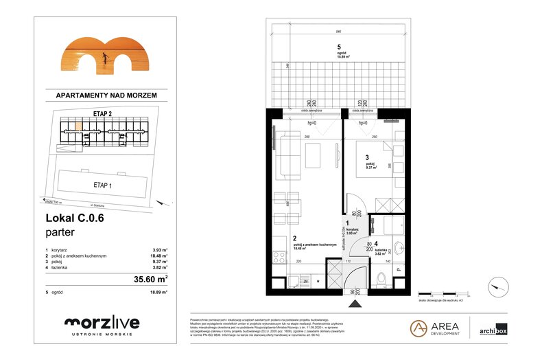 Apartament wakacyjny 35,60 m², parter, oferta nr C.0.6
