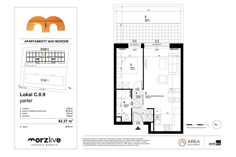 Apartament wakacyjny 42,27 m², parter, oferta nr C.0.9