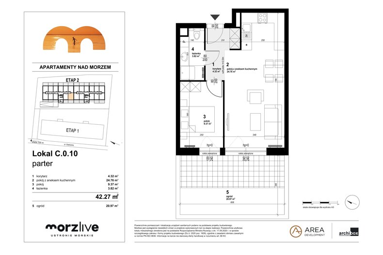 Apartament wakacyjny 42,27 m², parter, oferta nr C.0.10