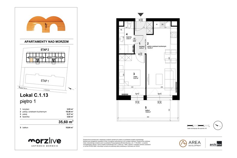 Apartament wakacyjny 35,60 m², piętro 1, oferta nr C.1.13