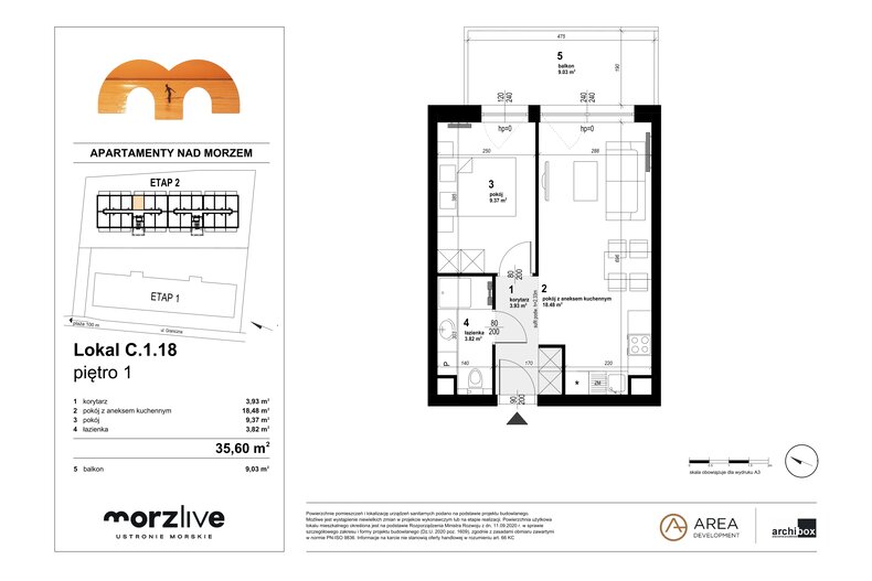 Apartament wakacyjny 35,60 m², piętro 1, oferta nr C.1.18