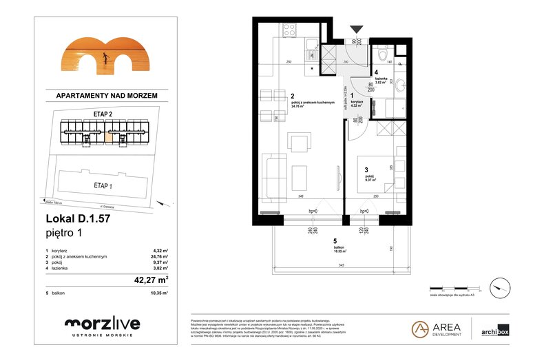 Apartament wakacyjny 42,27 m², piętro 1, oferta nr D.1.57
