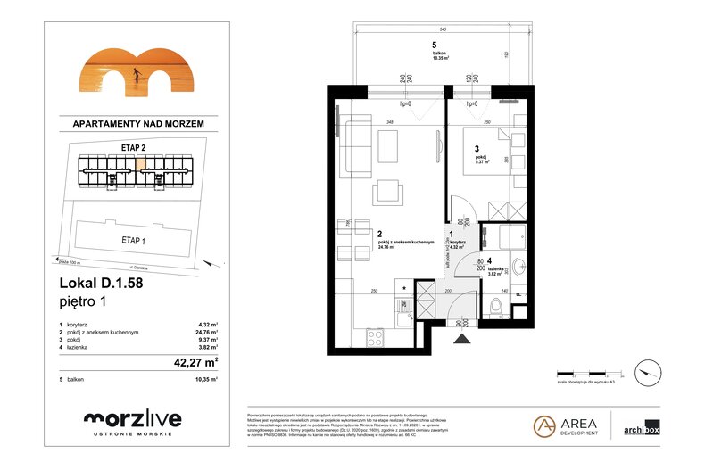 Apartament wakacyjny 42,27 m², piętro 1, oferta nr D.1.58