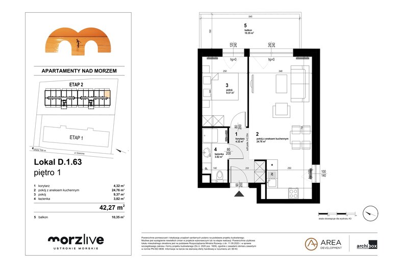 Apartament wakacyjny 42,27 m², piętro 1, oferta nr D.1.63