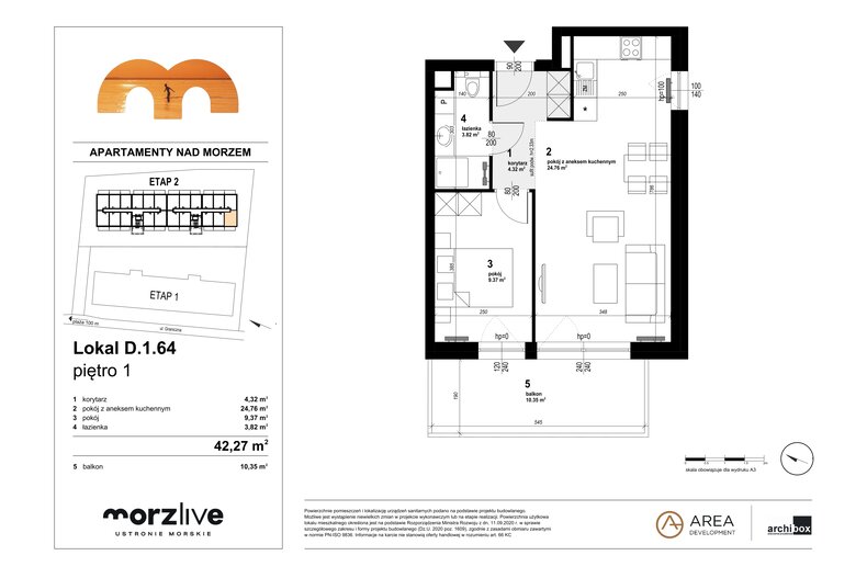 Apartament wakacyjny 42,27 m², piętro 1, oferta nr D.1.64