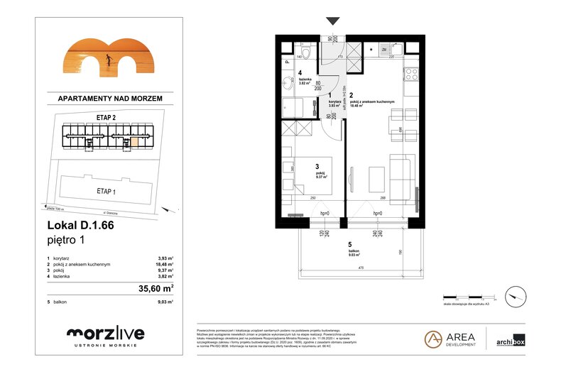 Apartament wakacyjny 35,60 m², piętro 1, oferta nr D.1.66
